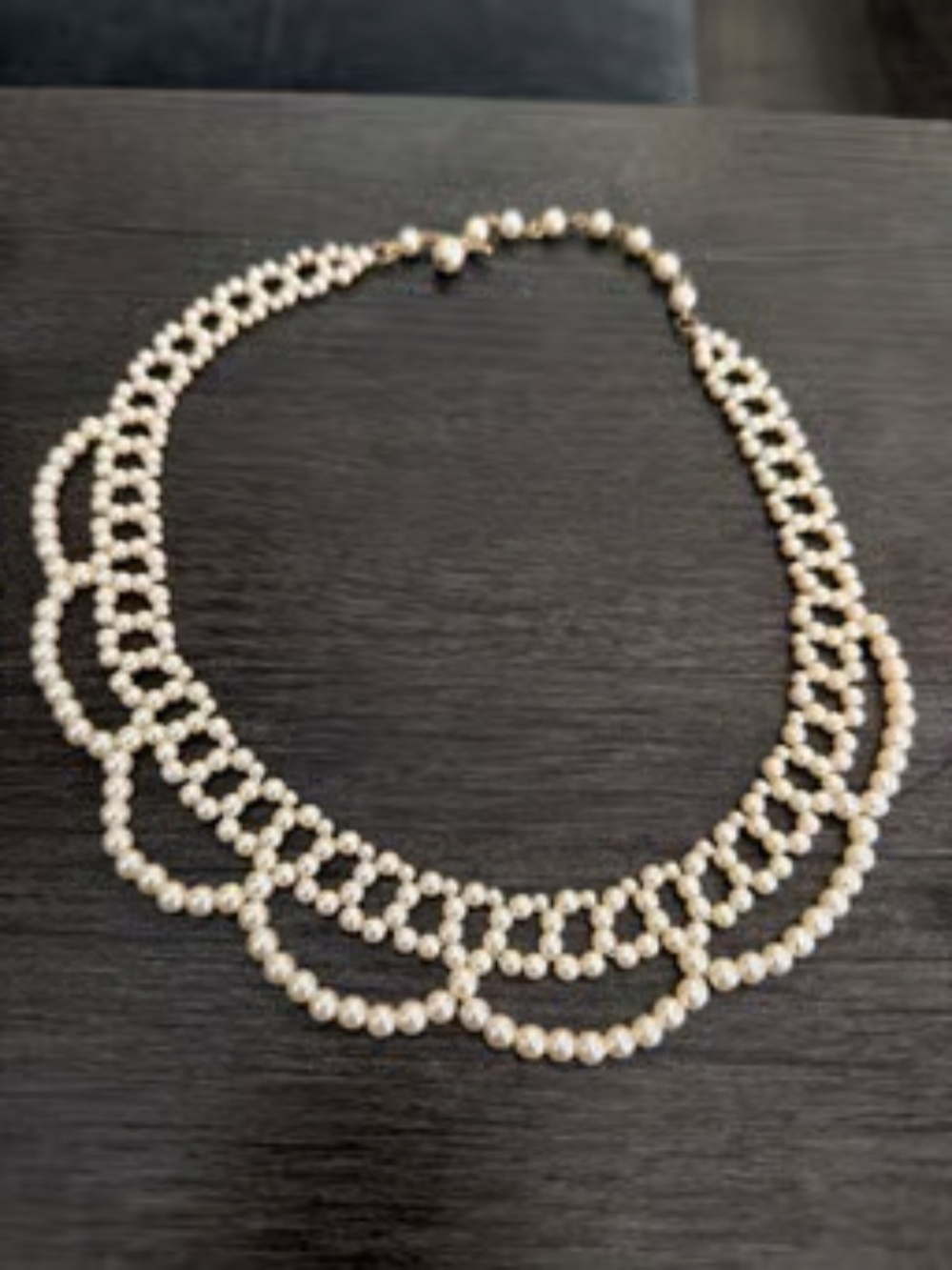 Estate Pearl Bib Necklace Adjustable